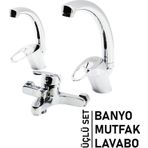 3lü Set Banyo - Evye Mutfak - Lavabo Aç Kapa Mix Batarya Musluk