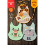 3'lü Set Baskılı Ekonomik Sıvı Geçirmez Armut Önlük Mama ve Aktivite Önlüğü(0-36 Ay) - Standart - Çok Renkli