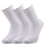 3'lü Set Beyaz Kadın Havlu Çorap, Spor Çorabı, Pamuk Çorap, 3 Katmanlı Yapı, Hızlı Nem Aktarımı, Anatomik Parmak Uçları, Sağ ve Sol Yastıklama ile Ayak İçin Optimum Uyum ve Konfor