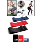 3'lü Set Direnç Bandı 60 cm (Hafif - Sert - X-Sert) Pilates Egzersiz Yoga - Mini Loop Band - Çok Renkli - 0,5 kg