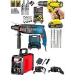 3'lü Set Invertec Kartlı Kaynak Makinesi Soğutmalı -Kırıcı Delici Hilti-Şarjlı Darbeli Setli Matkap
