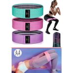 3'lü Set Kalça Direnç Bant (Hip Band - Loop Squat) Egzersiz Fitness Pilates Dokuma Jimnastik Bandı - Çok Renkli