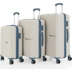 3lü Set Kırılmaz Silikon Seyahat Valizi Bavulu V374 Kemik/sky Blue