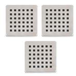 3’lü Set Paslanmaz Çelik Kare Delikli Banyo Yer Süzgeç Izgarası Üst Kapak – 10x10 cm Süzgeçlerle Uyumlu Dayanıklı Yedek Kapak