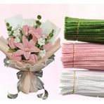 3'lü Set Pastel Pembe 50 , Beyaz 25 , Ordu Yeşili 25 Şönil , Çiçek Yapımına Uygun Tüylü Tel
