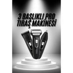 3'lü Set Saç Sakal Kesme Traş Makinesi Burun Kılı Alma Tıraş Makinesi Nemere - 1