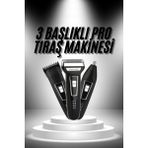 3'Lü Set Saç Sakal Kesme Traş Makinesi Burun Kılı Alma Tıraş Makinesi