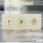 3'Lü Set - Topraklı Priz, F Konnektör , Nümeris Cat3 Telefon Priz Set
