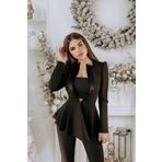 3'lü ŞIK TAKIM (CEKET,PANTOLON, CROP) (siyah, m)