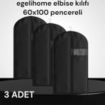 3'lü Siyah Şeffaf Pencereli Takım Elbise Kılıfı 60X102, Fermuarlı, Hafif ve Kaliteli - Ahşap - Seçenek 1