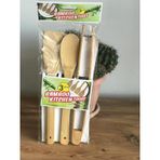 3'lü Spatula Kaşık Maşa Ahşap Bambu Servis Seti Ahşap Mutfak Set