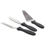 3’lü Spatula Seti – Paslanmaz Çelik, Plastik Saplı, Pasta, Kek ve Krep İçin Profesyonel Spatula Takımı