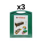 3'lü Türkay 32.5x26.5x2 Cm Saplı-oluklu Polietilen Kesme Tahtası Kesim Levhası Yeşil 1244