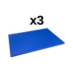 3'lü Türkay 40X30X2 cm Polietilen Kesme Tahtası Kesim Levhası 4726 - Mavi