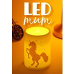 3Lü Unicorn Led Mum Bardak Tipi Pilli Dumansız Alevli Dekoratif Yapay Mum 10 cm