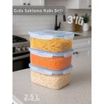 3'lü Vakumlu Saklama Kabı Seti Hava Almaz Bpa Free Kilitlenebilir gıda Erzak Kabı 1,9 L - 1,9 lt - Beyaz