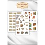 3'lü Vintage Sticker Planner Ajanda Bullet Journal Için Uygun Set - Çok Renkli - 13,5x19 cm - Kuşe Parlak