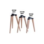 3'lü Zigon Sehpa Ayak Takımı – Ahşap Masa & Puf Ayağı (49cm – 44cm – 39cm)