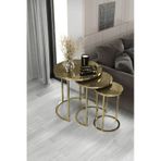 3'lü Zigon Sehpa Gold Ayak Bronz Ayna