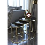 3'lü Zigon Sehpa Gold Kırılmaz Temperli Camlı, Servis Sehpası, Salon Sehpası