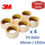 3m 371 Şeffaf Koli Bandı 45mm x 100m 24 Adet