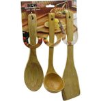 3pcs Ahşap Bambu Mutfak Servis Seti KAŞIK=27CM - KEPÇE=27CM - SPATULA=32CM (4887) Midastech