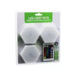 3Pcs - Altıgen - Rgb Kumandalı - Pilli - Dokunmatik Lamba Seti 6 Led (5047)