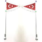 3T Motosiklet Bayrak Direği Dantelli Türk Bayrağı 2 Adet Kırmızı