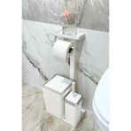 3'ü 1 Arada Banyo Seti Tuvalet Kağıtlık, Çöp Kovası Ve Tuvalet Fırça Takımı (Krom Beyaz)