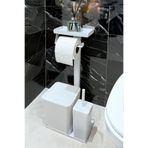 3'ü 1 Arada Banyo Seti Tuvalet Kağıtlık, Çöp Kovası Ve Tuvalet Fırça Takımı Set Çizgili (Beyaz)