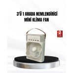 3’Ü 1 Arada Mini Klima Fan Usb Şarjlı, 7 Renk Gece Lambalı Nemlendirici