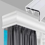 3'ü 1 arada Perde Ray Sistemi Metal Perde Çubuğu ve Dekoratif ValansÖzel Uzunluk Perdeler için Çift Parça Gri Duvar 2,2 m (8,2 ft) Şık Ev Dekorasyonu Çözümleri
