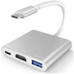 3'ü 1 Arada Type-C Hub Adaptörü - 1 Adet Type-C 3.0, 1 Adet HDMI 4K, 1 Adet USB 3.0 Girişli, Ultra Hızlı Veri Aktarımı, Çok Portlu Çoklayıcı ve Çevirici Type-C HDMI Hub Adaptörü