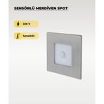 3w Krom Kare Sensörlü Sıva Altı Merdiven Spot 3200k Sarı Işık Krom