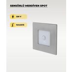 3W Krom Kare Sensörlü Sıva Altı Merdiven Spot 3200K (Sarı Işık)