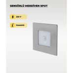 3W Krom Kare Sensörlü Sıva Altı Merdiven Spot 6500K (Beyaz Işık)