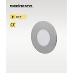 3W Krom Yuvarlak Sıva Altı Merdiven Spot 6500K (Beyaz Işık)