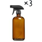 3x Sprey Başlıklı Amber Cam Şişe 500ML - Kahverengi