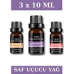 3X10 ml Esans Lavanta ,pudra , Amber Koku Buhurdanlık Yağı ve Aromaterapi Yağı - Şeffaf