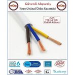 3x2.5 Ttr Elektrik Kablosu - Uzatma Ara Kablo - 10 Metre - Beyaz