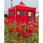 3x3 Gazebo Cadır - Kırmızı - Beyaz