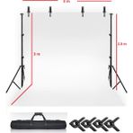 3x3 M White Screen Beyaz Fon Perde Fotoğraf ve Ürün Çekimleri Için + Fon Standı