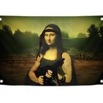 3x5 Feet Duvar Halısı Bayrağı Mona Lisa Dört Pirinç Halkalı Makineli Tüfek ile - Dekor Erkek Odası için Havalı Bayraklar - Duvar Dekorasyonu Oturma Odası için Komik Silah Afişi - Holliday için Parti