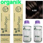 4.00 Kahve BioMagic Organik İçerikli Amonyaksız Kalıcı Saç Boyası (2 Boya+ 2 Oksidan)