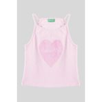 4-14 Yaş Benetton Kalp Baskılı Kız Çocuk Atlet Pembe - 13 - 14 Yaş