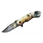 4 23 2 Marines Kurtarma / Kamp Çakı 20Cm - Yarı Otomatik, Kemerlikli, Cam Kırma Ve İp Kesme Atlı