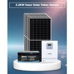 4.2Kw Hazır Solar Paket | 6×600W Bifacial Panel + 25.6V 200AH Lifepo4 Lityum Batarya | Mppt Akıllı Inverter Off-Grid Sistem