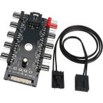 4-3 Pinli Fan Çoklayıcı Hub Pwm Fan Kontrolcüsü 10 Port 12V Pc Fan Çoklayıcı - Siyah