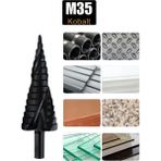 4-32 mm Krom Delici Kademeli Matkap Ucu %5 Kobalt M35 Özel Üretim - Siyah