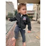 4-5-6 Yaş Kot Pantolonlu Pilot Mont Uzun Kollu Penye Sweat 3lü Erkek Çocuk Takımı - 4 Yaş - Füme